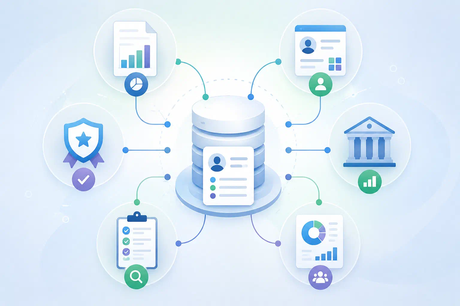 Illustration of faculty activity data being used for multiple institutional purposes