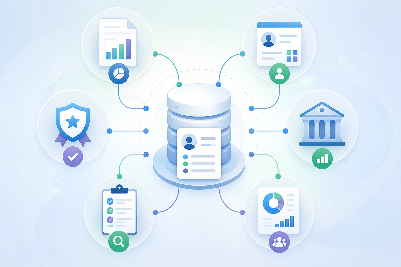 Illustration of faculty activity data being used for multiple institutional purposes