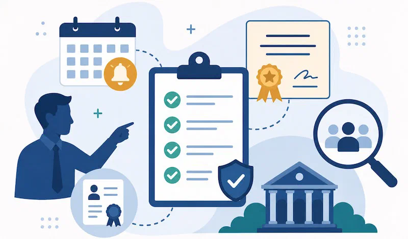 Higher education administrators reviewing faculty reporting information